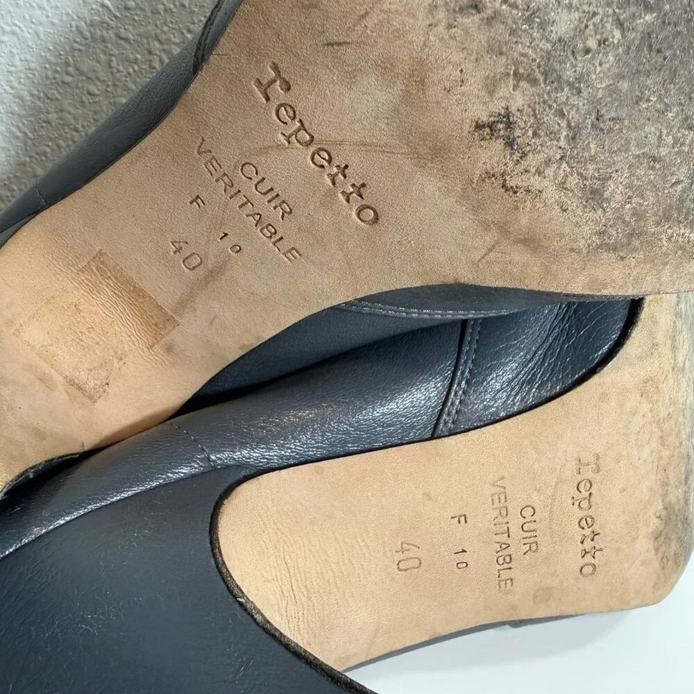 Repetto Leather Ankle Bootie Size 40 French Gray Blue Lace Up Dance Heels Shoes